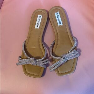 Steve Madden Silver Beaded Knot Slide Sandals